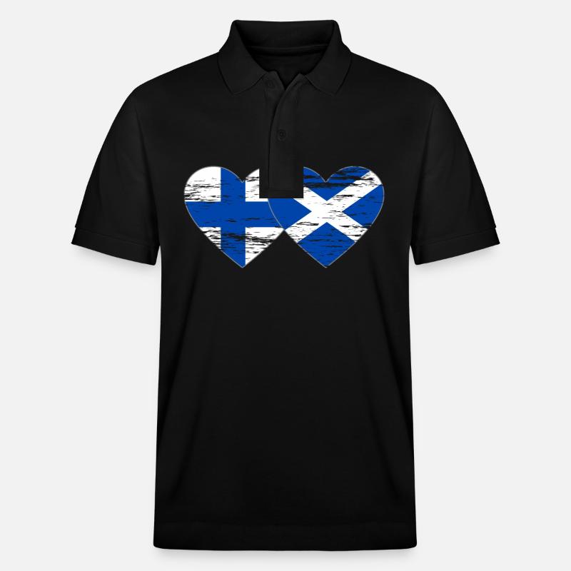 Finlande Ecosse drapeau coeur utilisé - Polo PREPSTER bio Stanley/Stella Unisexe - noir