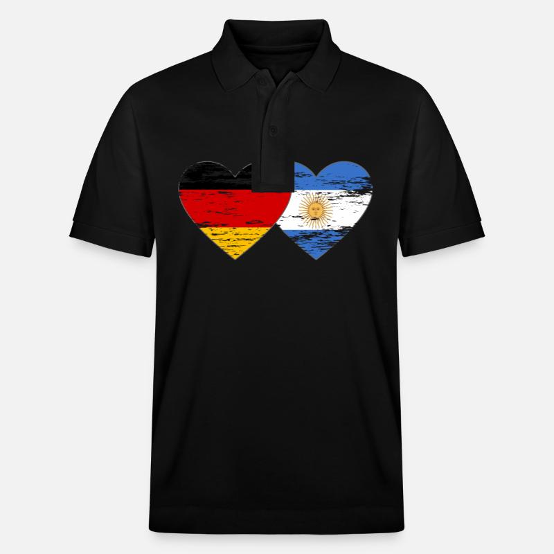 Allemagne Argentine Drapeau Coeur Utilisé - Polo PREPSTER bio Stanley/Stella Unisexe - noir