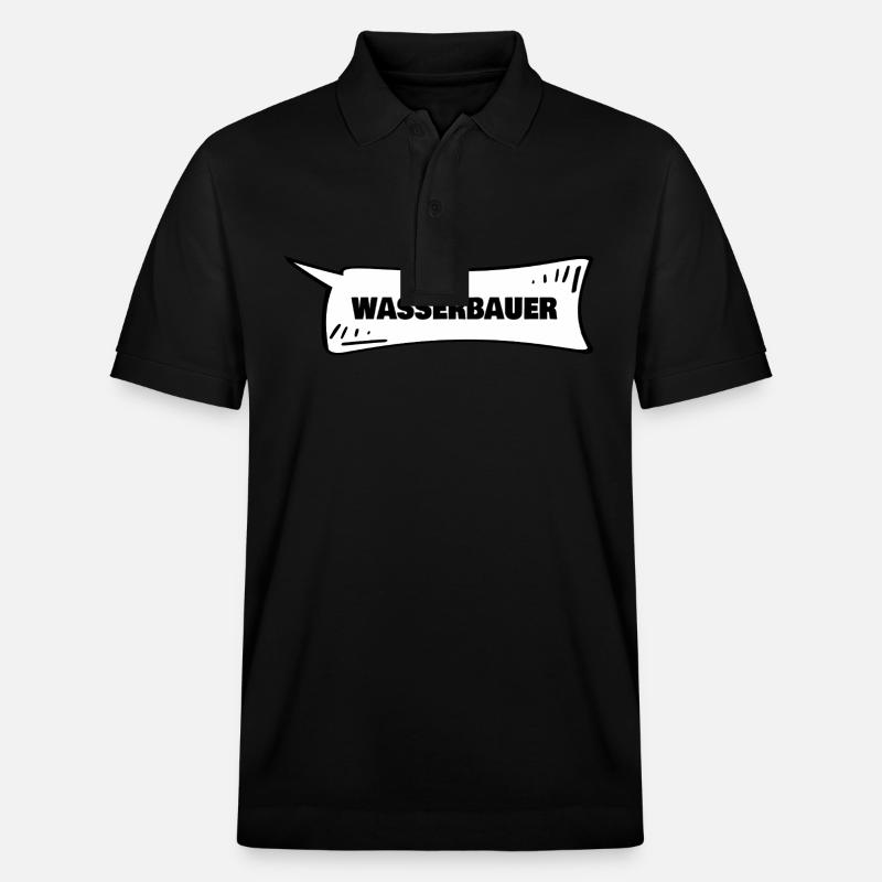 Wasserbauer als Sprechblase - Stanley/Stella Unisex Bio-Poloshirt PREPSTER - Schwarz