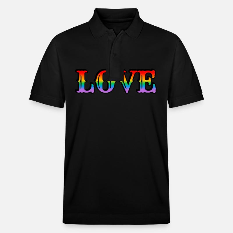 Retro Regenbogen Liebe - Stanley/Stella Unisex Bio-Poloshirt PREPSTER - Schwarz