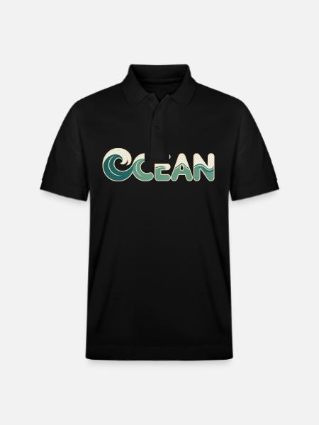 Ocean - Cool Surfer Logo - Stanley/Stella Unisex Organic Polo Shirt PREPSTER - black