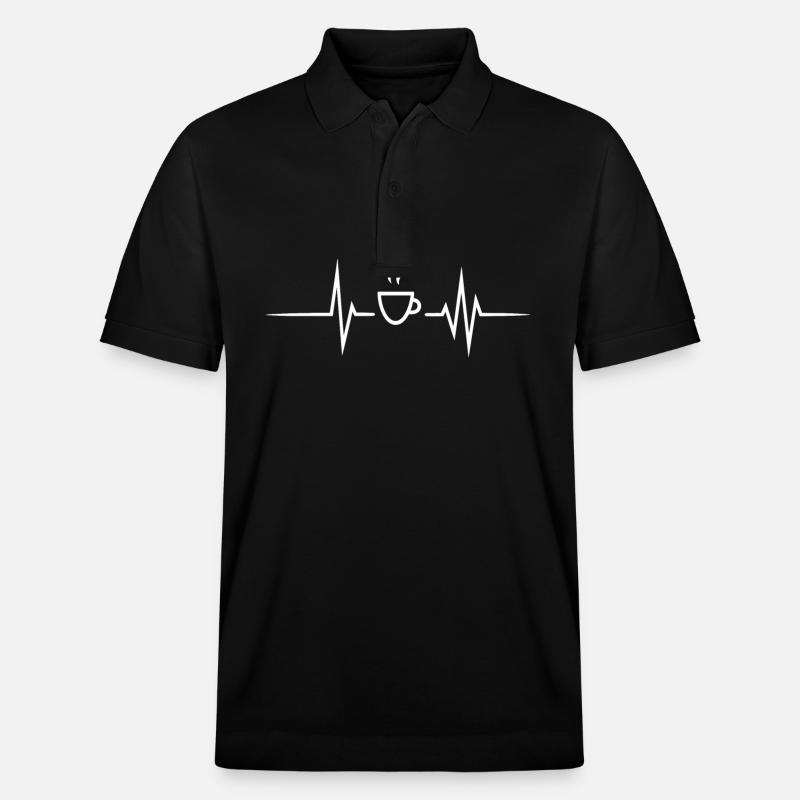 Café - Rythme cardiaque - Polo PREPSTER bio Stanley/Stella Unisexe - noir