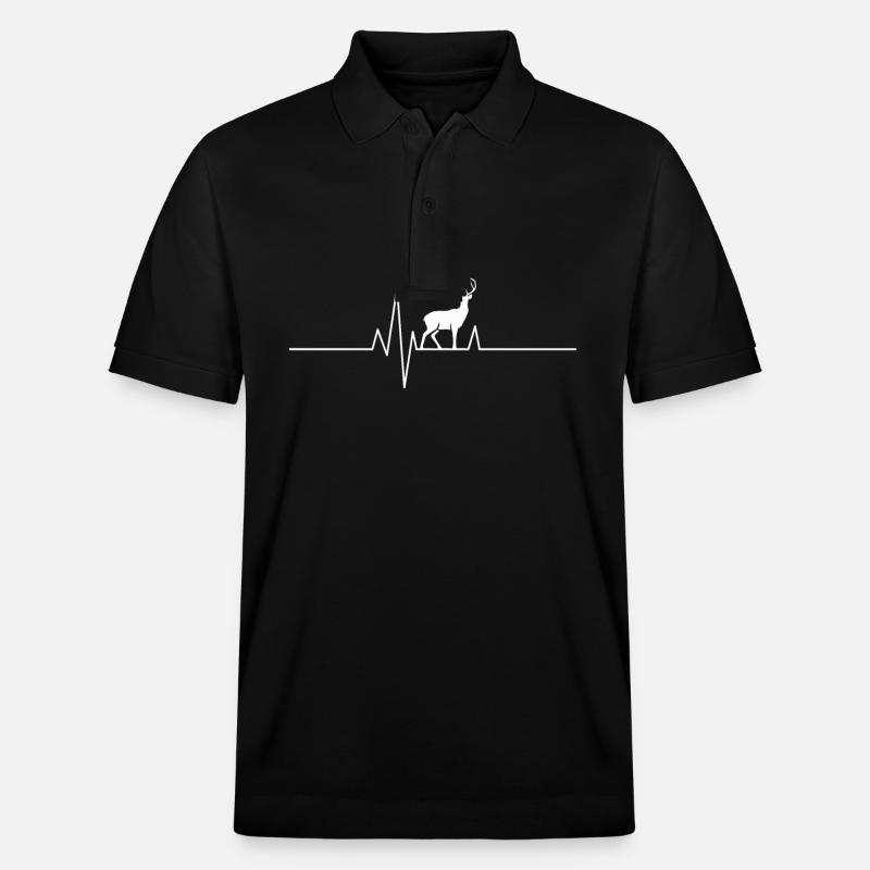Hirsch Herzschlag Herzfrequenz Herzlinie - Stanley/Stella Unisex Bio-Poloshirt PREPSTER - Schwarz
