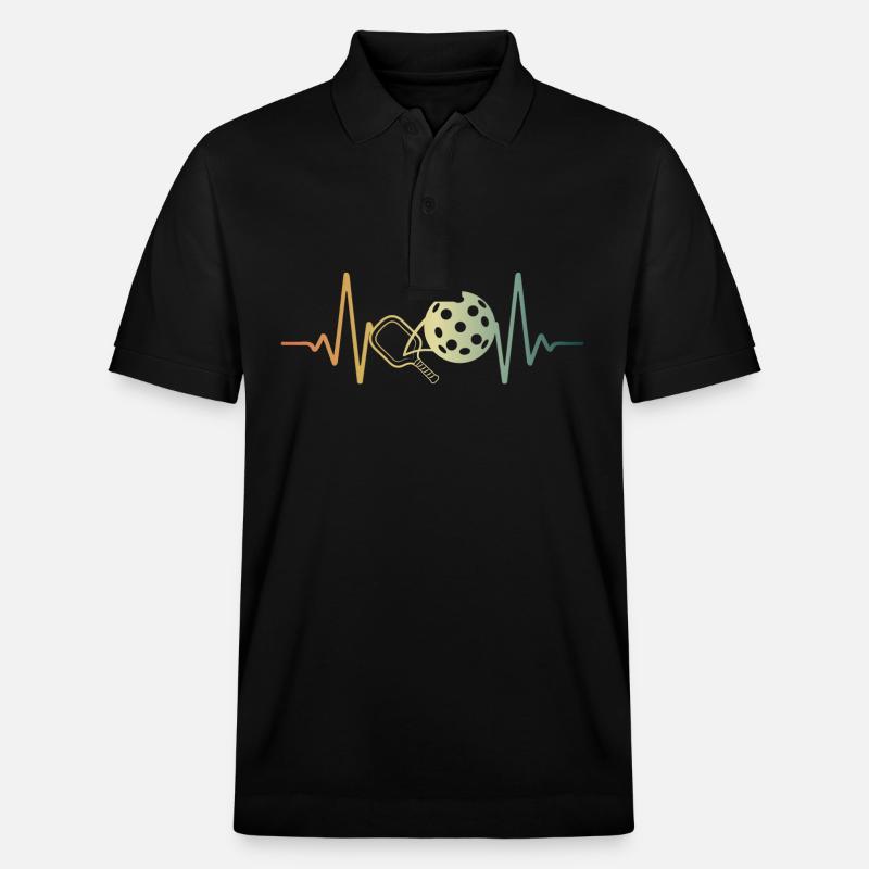 Pickleball Heartbeat Paddleball ECG Pulse - Polo PREPSTER bio Stanley/Stella Unisexe - noir