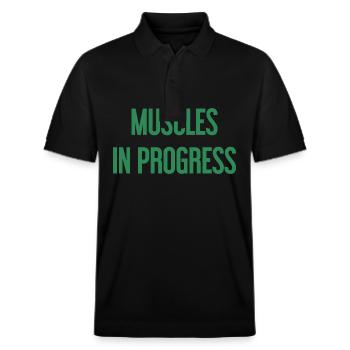Muscles in Progress - Stanley/Stella Unisex Organic Polo Shirt PREPSTER - black - Front - Roxy (174cm) & Andy (188cm)