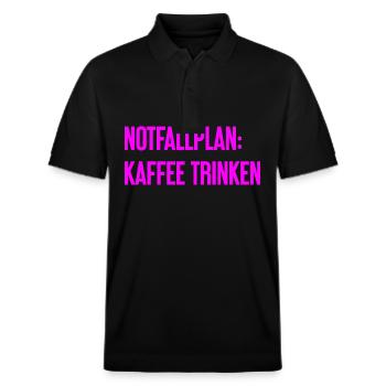 Kaffee-Notfallplan - Stanley/Stella Unisex Bio-Poloshirt PREPSTER - Schwarz - Vorne - Roxy (174cm) & Andy (188cm)