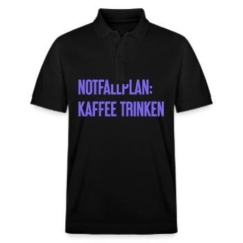 Kaffee-Notfallplan - Stanley/Stella Unisex Bio-Poloshirt PREPSTER - Schwarz - Vorne - Roxy (174cm) & Andy (188cm)