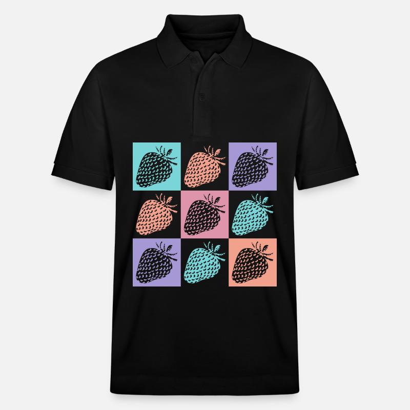 Erdbeeren Bunte Sommerfarben - Stanley/Stella Unisex Bio-Poloshirt PREPSTER - Schwarz