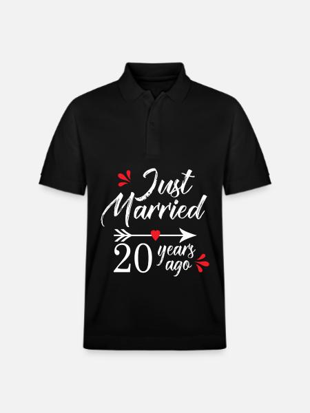 Wedding Anniversary 20 Years Married for 20 Years - Stanley/Stella Unisex Organic Polo Shirt PREPSTER - black