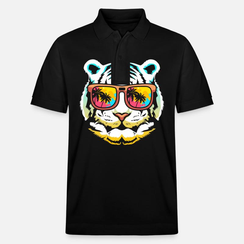 Weißer Tiger - Stanley/Stella Unisex Bio-Poloshirt PREPSTER - Schwarz
