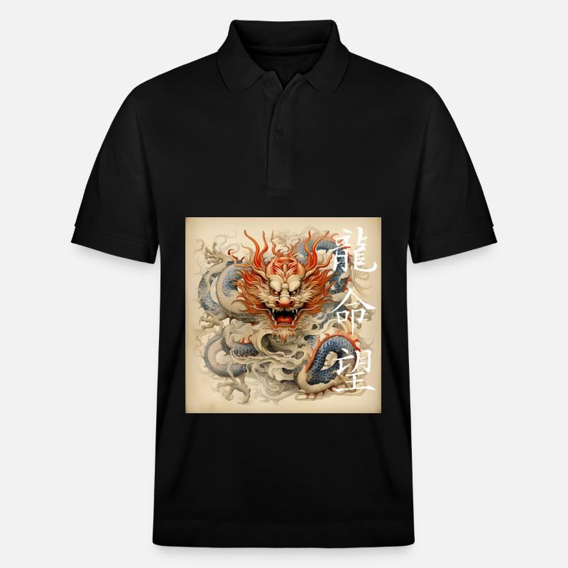 Chinesischer Drache, Dragon - Stanley/Stella Unisex Bio-Poloshirt PREPSTER - Schwarz