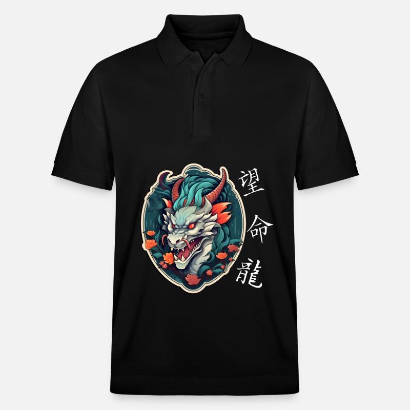Chinesischer Drache, Dragon - Stanley/Stella Unisex Bio-Poloshirt PREPSTER - Schwarz
