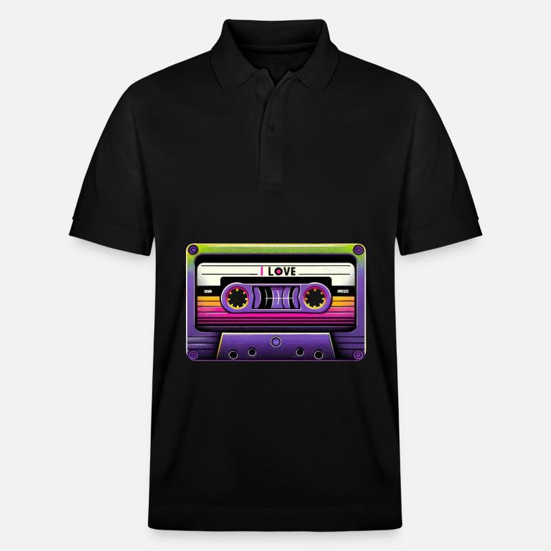 Neon Retro Mixtape - Stanley/Stella Unisex Bio-Poloshirt PREPSTER - Schwarz