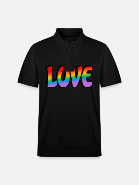Retro Regenbogen Liebe - Stanley/Stella Unisex Bio-Poloshirt PREPSTER - Schwarz