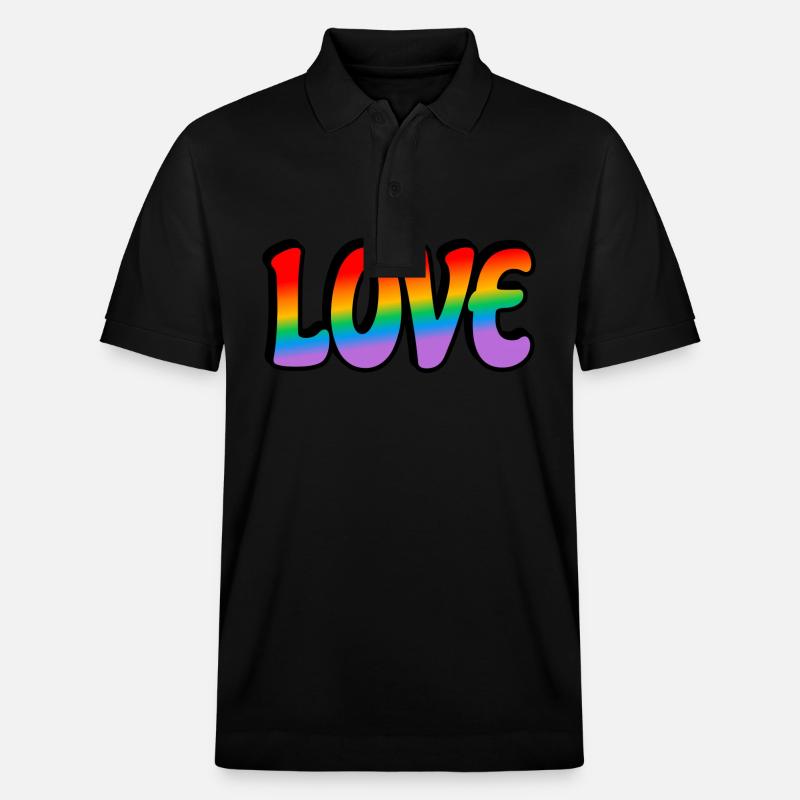 Retro Regenbogen Liebe - Stanley/Stella Unisex Bio-Poloshirt PREPSTER - Schwarz