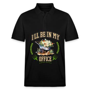 Je serai dans mon bureau le jardin travaille avec des fleurs - Polo PREPSTER bio Stanley/Stella Unisexe - noir - Devant - Roxy (174cm) & Andy (188cm)