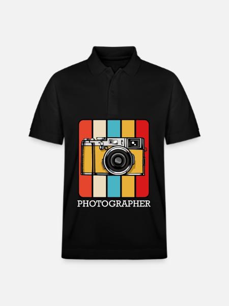 Retro Camera Pop Art Block - Stanley/Stella Unisex Organic Polo Shirt PREPSTER - black