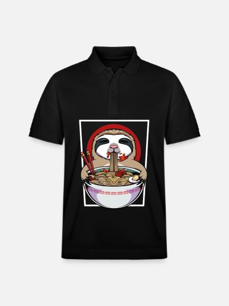 Sloth Ramen Fiesta - Stanley/Stella Unisex Organic Polo Shirt PREPSTER - black