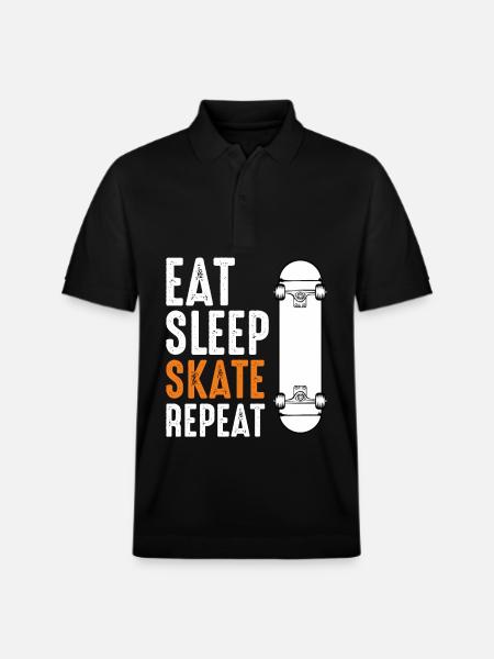 Eat Sleep Skate Repeat - Stanley/Stella Unisex Organic Polo Shirt PREPSTER - black