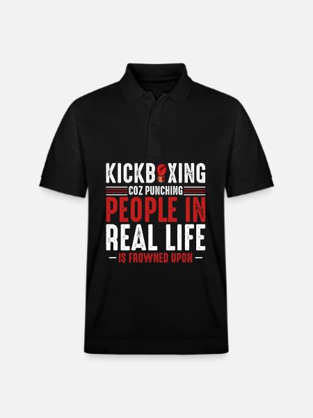Kickboxing Real Life Spruch - Stanley/Stella Unisex Bio-Poloshirt PREPSTER - Schwarz