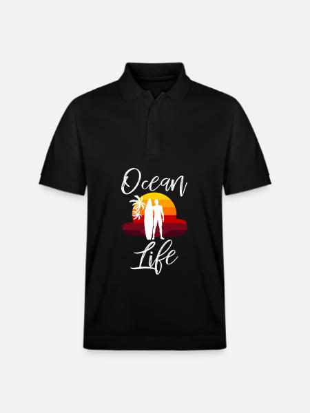 Surfeur Ocean Life Coucher - Polo PREPSTER bio Stanley/Stella Unisexe - noir