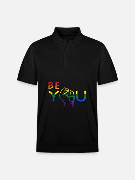 Be You Pride Fist Rainbow - Stanley/Stella Unisex Organic Polo Shirt PREPSTER - black