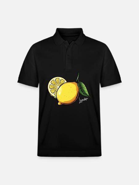 Illustration citron d’agrumes - Polo PREPSTER bio Stanley/Stella Unisexe - noir