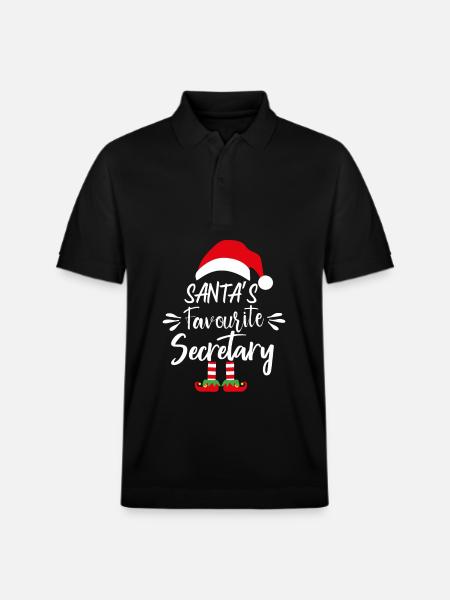 Santa's Favourite Secretary - Stanley/Stella Unisex Organic Polo Shirt PREPSTER - black