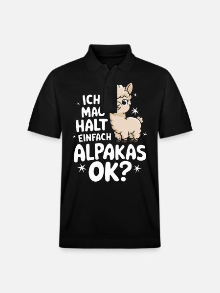 Alpaca Llama - Stanley/Stella Unisex Organic Polo Shirt PREPSTER - black