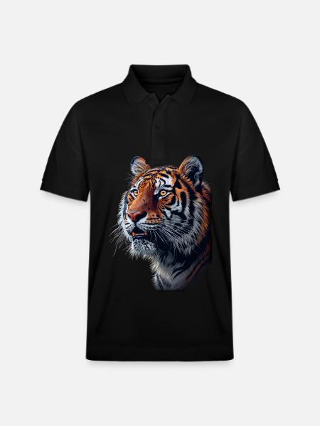 Tiger in side profile - Stanley/Stella Unisex Organic Polo Shirt PREPSTER - black