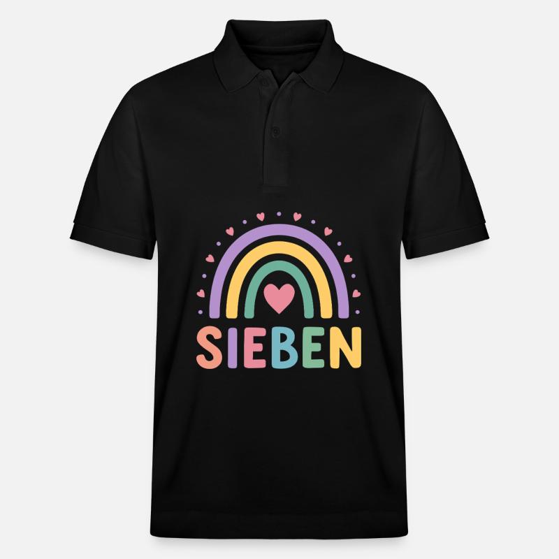 7e anniversaire arc-en-ciel coeur design - Polo PREPSTER bio Stanley/Stella Unisexe - noir