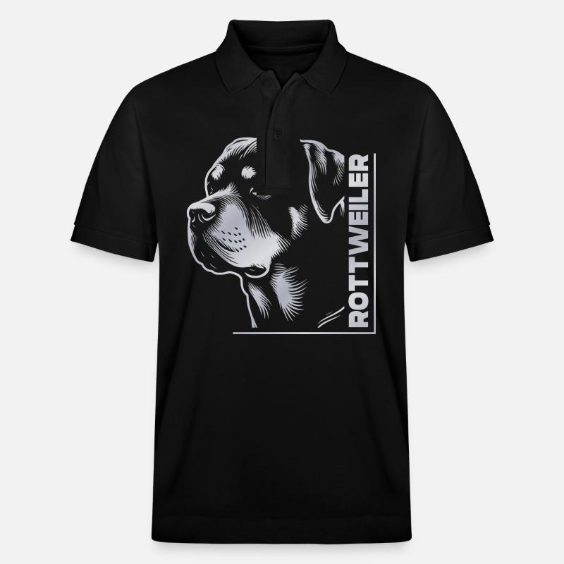 Tête de dessin ROTTWEILER argent - Polo PREPSTER bio Stanley/Stella Unisexe - noir