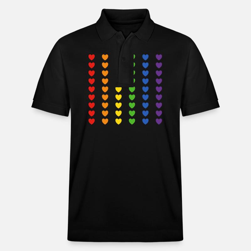 Drapeau arc-en-ciel coeurs - Polo PREPSTER bio Stanley/Stella Unisexe - noir