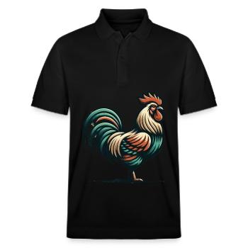 Rustic Rooster Charm - Stanley/Stella Unisex Organic Polo Shirt PREPSTER - black - Front - Roxy (174cm) & Andy (188cm)