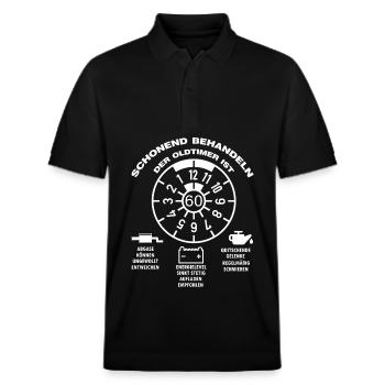 60 Jahre Schild Tempo 60 Geburtstag 60 Jahre Autos - Stanley/Stella Unisex Bio-Poloshirt PREPSTER - Schwarz - Vorne - Roxy (174cm) & Andy (188cm)