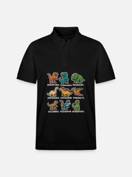 Dino Overview Dinosaurs - Stanley/Stella Unisex Organic Polo Shirt PREPSTER - black