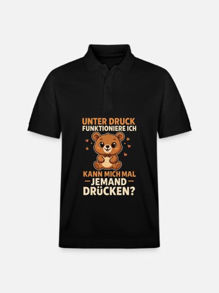 Teddy Bear Hug Saying - Stanley/Stella Unisex Organic Polo Shirt PREPSTER - black