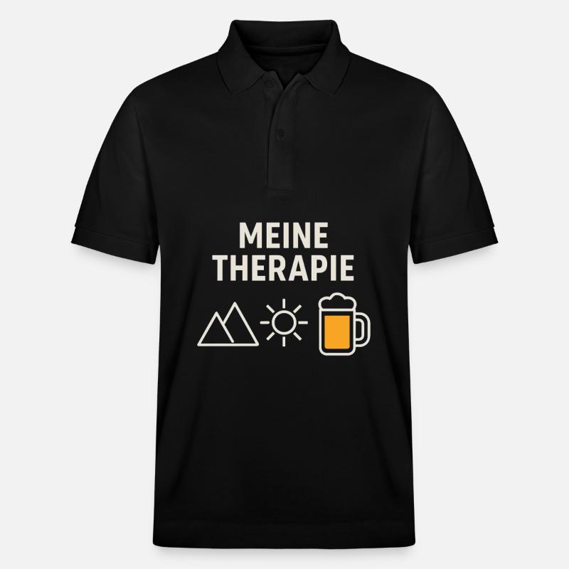 Therapy - Mountains, Beer, Sun - Stanley/Stella Unisex Organic Polo Shirt PREPSTER - black