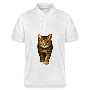 Realistische Katze – Für Katzenfreunde - Stanley/Stella Unisex Bio-Poloshirt PREPSTER - Weiß meliert - Vorne - Roxy (174cm) & Andy (188cm)