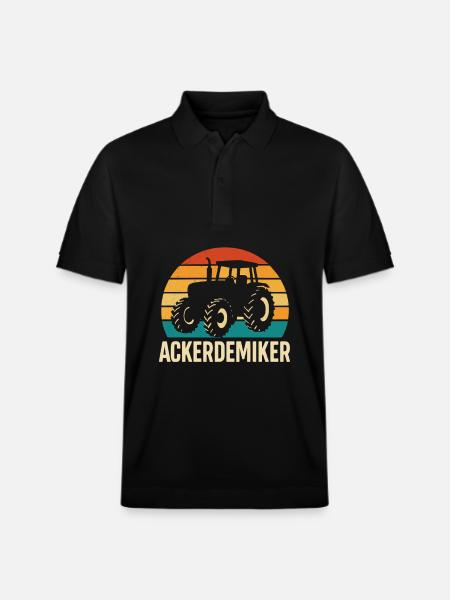 Tractor Retro Design - Stanley/Stella Unisex Organic Polo Shirt PREPSTER - black