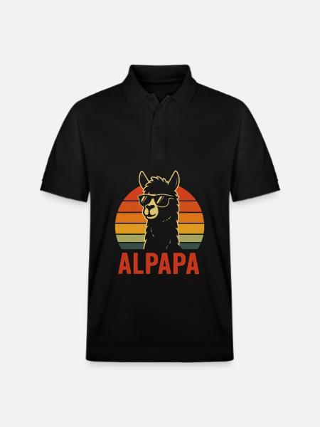 Funny Alpaca Dad - Stanley/Stella Unisex Organic Polo Shirt PREPSTER - black