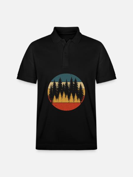 Retro Forest Nature Design - Stanley/Stella Unisex Organic Polo Shirt PREPSTER - black