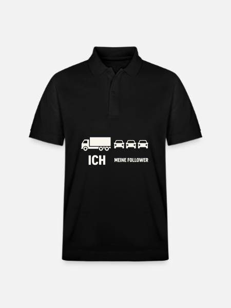 Jag och mina följare – Truck Trucker Design - Ekologisk pikétröja PREPSTER unisex från Stanley/Stella - svart