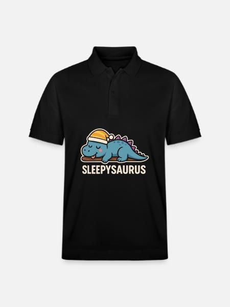 Sleepysaurus Dino Sleep Shirt - Stanley/Stella Unisex Organic Polo Shirt PREPSTER - black