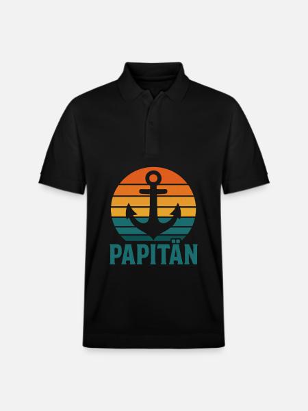 Papitän – The cool daddy captain - Stanley/Stella Unisex Organic Polo Shirt PREPSTER - black