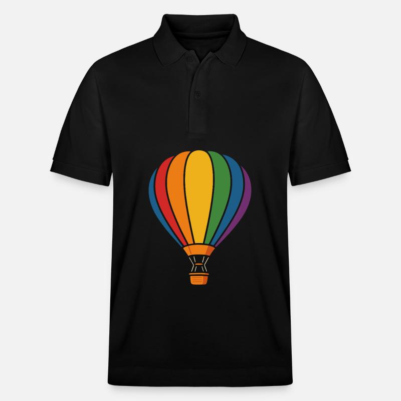 Regenbogen Heißluftballon – Abenteuer Luft - Stanley/Stella Unisex Bio-Poloshirt PREPSTER - Schwarz
