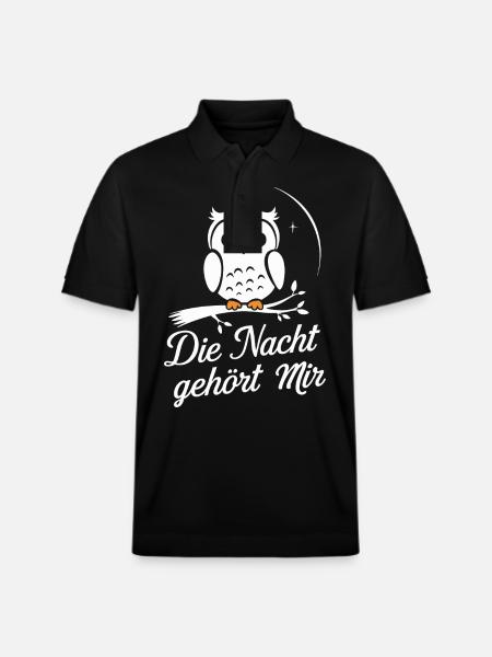 Nachteule Eule Eulen Vogel - Stanley/Stella Unisex Bio-Poloshirt PREPSTER - Schwarz