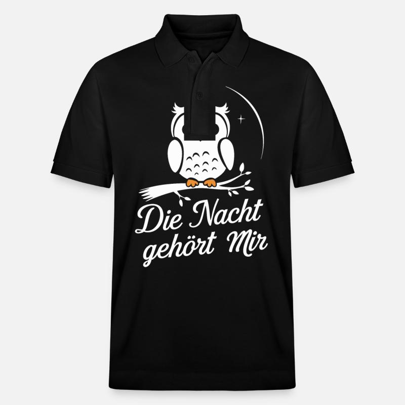 Nachteule Eule Eulen Vogel - Stanley/Stella Unisex Bio-Poloshirt PREPSTER - Schwarz