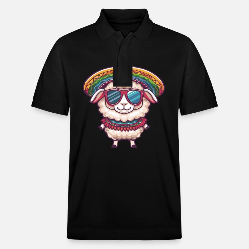 mouton bande dessinée drôle sombrero - Polo PREPSTER bio Stanley/Stella Unisexe - noir