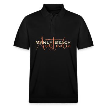 Manly Beach, Australie, style vintage - Polo PREPSTER bio Stanley/Stella Unisexe - noir - Devant - Roxy (174cm) & Andy (188cm)